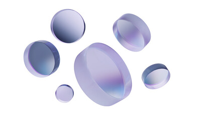 Circle glass holographic refraction gradient color on isolated background. mockup crystal geometry wallpaper abstract product design reflection ligth. 3d rendering illustration