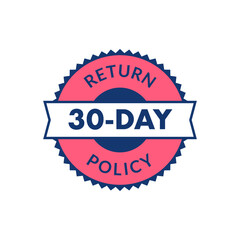 Obraz premium Return Policy Badge with 30-Day Text in Pink and White Banner Style
