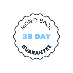 Money Back Guarantee Badge with 30 Day Text in Minimal Wavy Border
