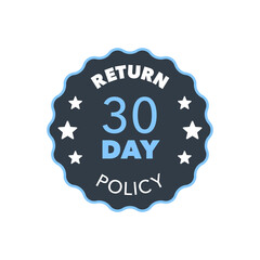 Return Policy Badge with 30 Day Guarantee in Dark Circular Design