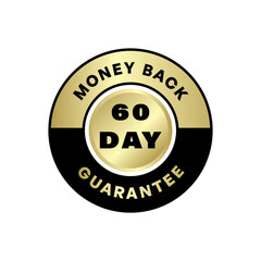 Money Back Guarantee Badge with 60 Day Text and Split Gold Background