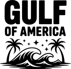 Obraz premium Gulf of America: Tropical Waves & Palm Trees Beach Vibe tshirt design