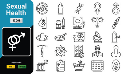 Sexual Health Icon Set – Line Style