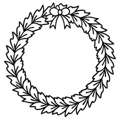 Simple Holiday Wreath Outline Vector