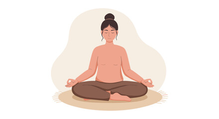 Calm seated meditation pose in minimalist style with tranquil backgrou