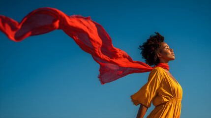 Joyful Embrace of the Summer Breeze: Vibrant Yellow, Flowing Red