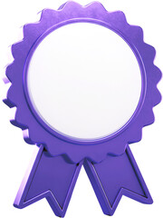 A purple award ribbon icon on a white background.
