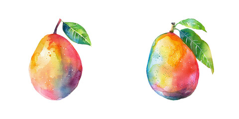 abstract color silhouette of mango watercolor vector illustration