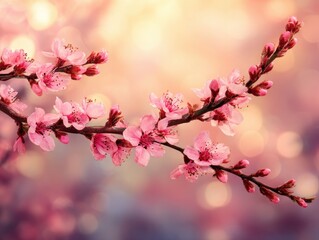 Obraz premium Delicate blossoms of spring on a branch.