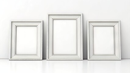 Three Symmetrical Frames on Neutral Backdrop ? Perfect for Minimalist Art Displays
