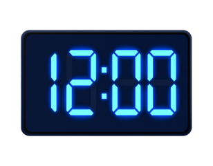 Modern Digital Clock Display in Flat Minimal Style, Transparent PNG