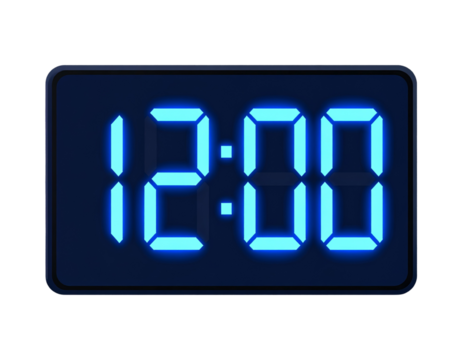 Modern Digital Clock Display in Flat Minimal Style, Transparent PNG
