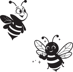 Bee flying black and white