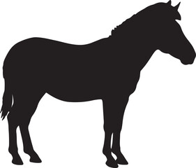 Obraz premium Bold horse silhouette with a thick mane, conveying rustic charm and robust presence, perfect for farm-themed designs, equestrian concepts, and powerful animal symbolism