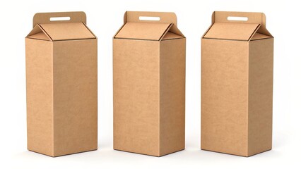 Tall Kraft Boxes on White Background ? Eco-Packaging Mockup with Clean Vertical Layout