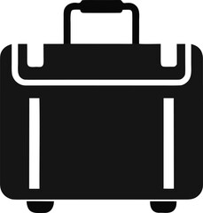 Hard Shell Luggage Icon Black and White Silhouette