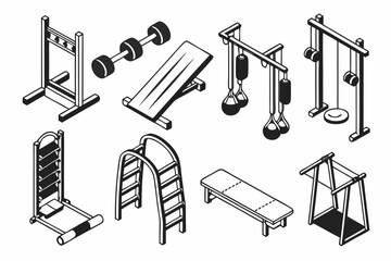 Gym Equipment Vector Set