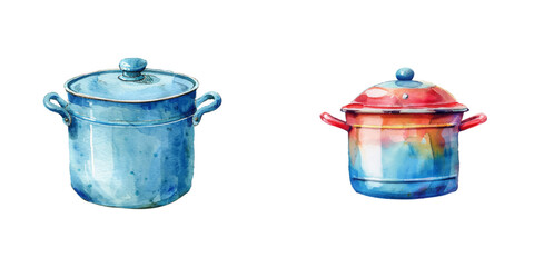 saucepan watercolor vector illustration