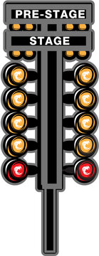 Drag Race Christmas Tree Starting Lights Illustration with a Black and White Style