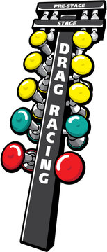 Drag Racing Christmas Tree Illustration: Perfect for Motorsports Enthusiasts and Race Fans
