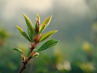 Close-up of a delicate new spring shoot.
