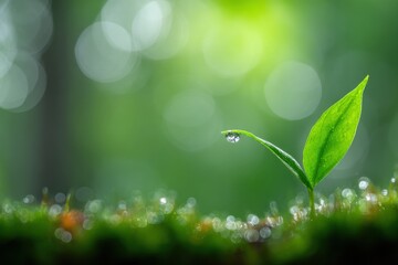 A delicate sprout emerging from the moss.