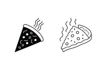 Hot pizza slices with steam food