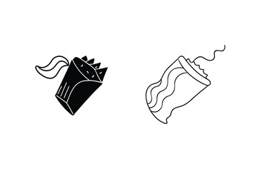 Black and white food wraps burrito shawarma