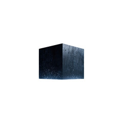 Dark, textured cube on black background