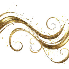 Gold swirls, glitter, decorative design