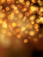 Fototapeta premium Golden bokeh lights creating dreamy abstract background