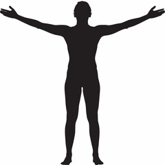 Fototapeta premium Silhouette of a person with open arms in reaching position