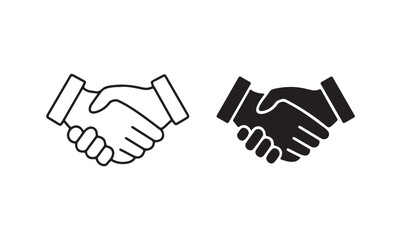 Hand shake logo icon transparent png. shaking hands in silhouette and outline styles. vector set. Vector illustration eps file.
