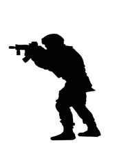 Silhouette of a Soldier Aiming a Rifle