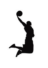 Silhouette of a Basketball Player Dunking