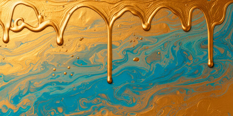 Beautiful abstract background. Сolor mixed acrylic paints.Gold, black, blue and gray colors. Abstract ocean- ART.  Stones like marble contain all the history and secrets of the Earth. Generative AI.