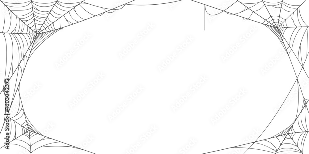 Sticker spider web frame, illustration of an cob web background, spider web line art vector