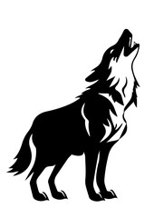 Silhouette of a Howling Wolf