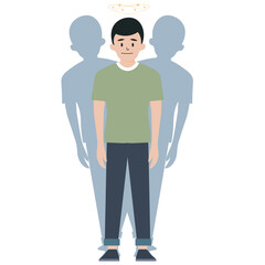 Ataxia vector illustration showing imbalance, poor coordination, slurred speech, and tremors; highlights related disorders like MS and cerebral palsy icon boy