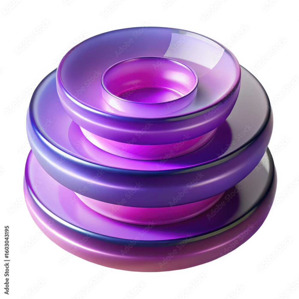 Poster Abstract purple gradient circles stacked rendering background for design and decoration art object