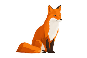 Obraz premium A Majestic Red Fox Sitting Calmly in Illustration Isolated on transparent background, cutout 
