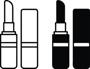 Lipstick Icons. Black and White Vector Icons. Cosmetic Product. Brazilian Carnival Concept
