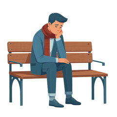 Sad Man Sitting Alone illustration