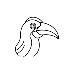 A hornbill Bird's Head Line art vector illustration.