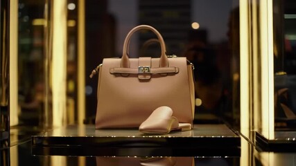 Display of luxury handbags and shoes - Powered by Adobe