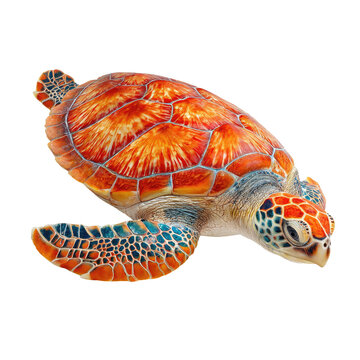 Vibrant sea turtle, detailed view