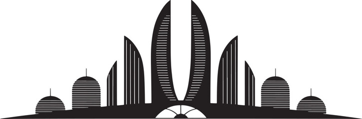 Architecture Vector Illustration Set Black Silhouette on Transparent Background Design