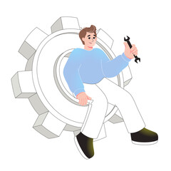 Technical support specialist sitting on gear