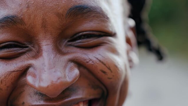 Close-Up of Smiling African Young Adult Male with Joyful Expression