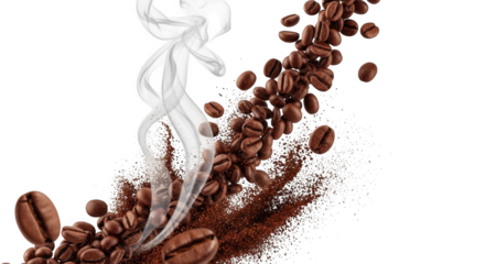 Aromatic Coffee Beans PNG with Steaming Hot Aroma for Your Cafe Business